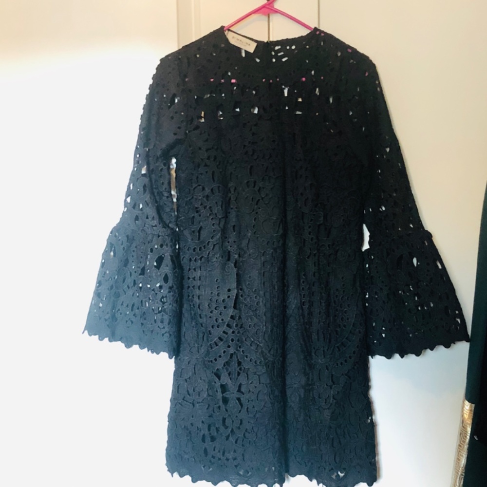 By Malina Black Lace Crochet Dress Size S